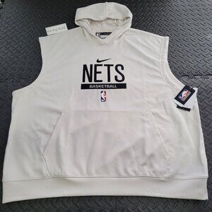 Nike Brooklyn Nets NBA Team Issue Pregame Warmup Sleeveless Hoodie Size 3XL-TALL